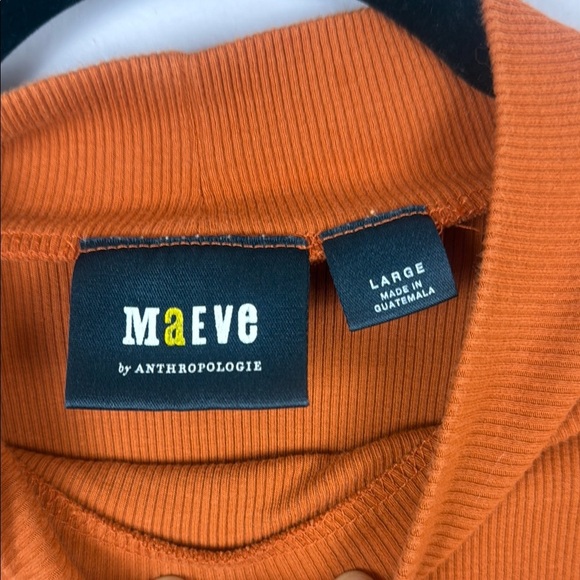 Maeve by Anthropologie Orange Fitted Mandarin Collar Tee Size Large - Picture 3 of 7